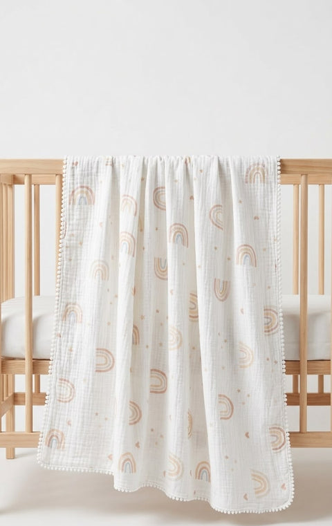 Little rainbow dreams muslin blanket