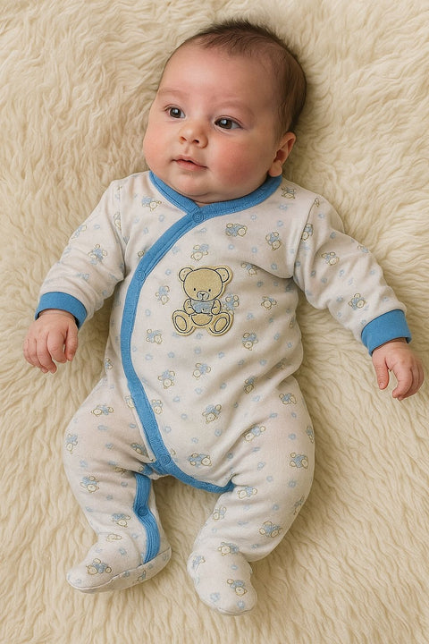 Blue bear newborn romper