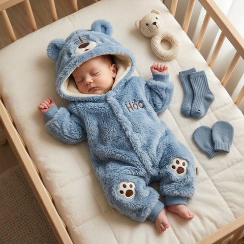 Cute bear fur romper