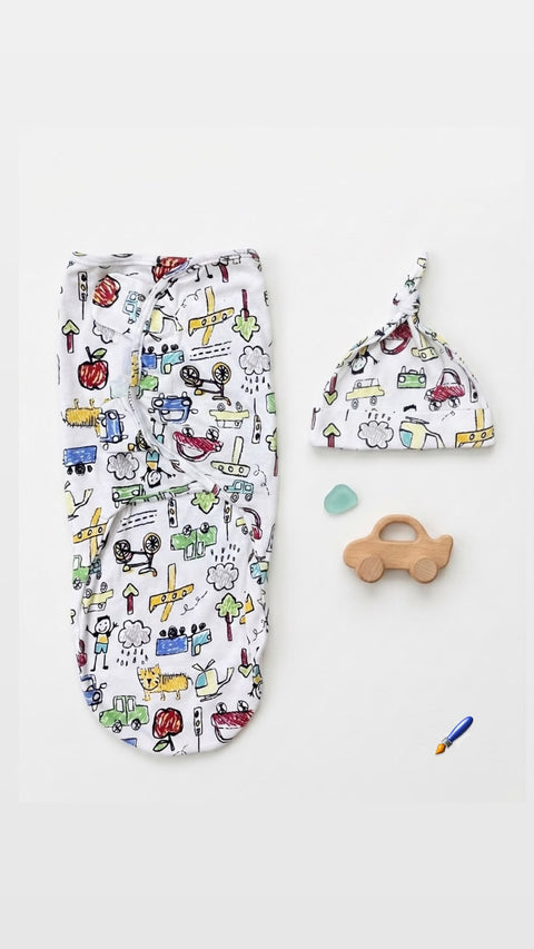 Doodle baby swaddle set