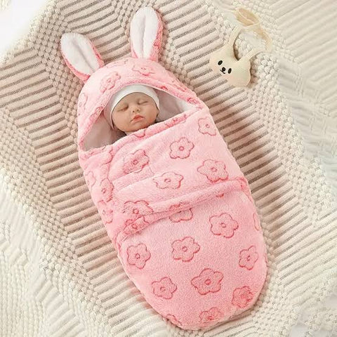 pink flower plush swaddle
