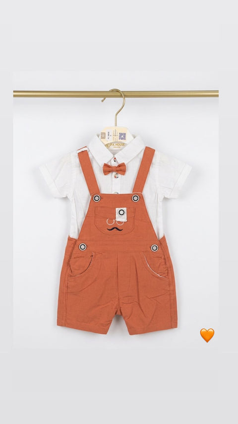 Rust moustache dungaree