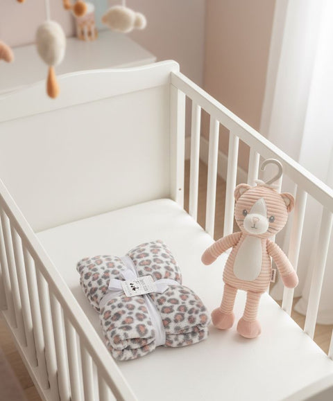 Pink kitty blanket with stuff toy