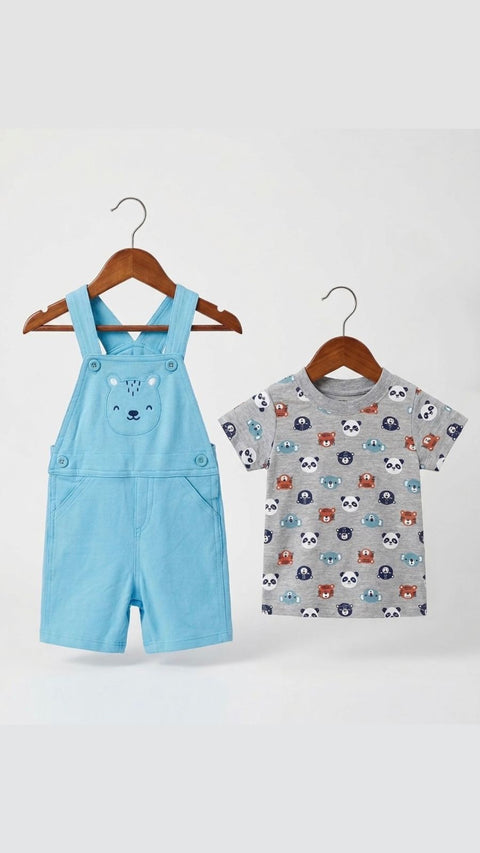 Baby panda dungaree set