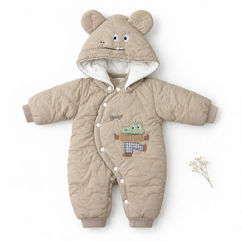 Beige Crocodile Patch Quilted jumper