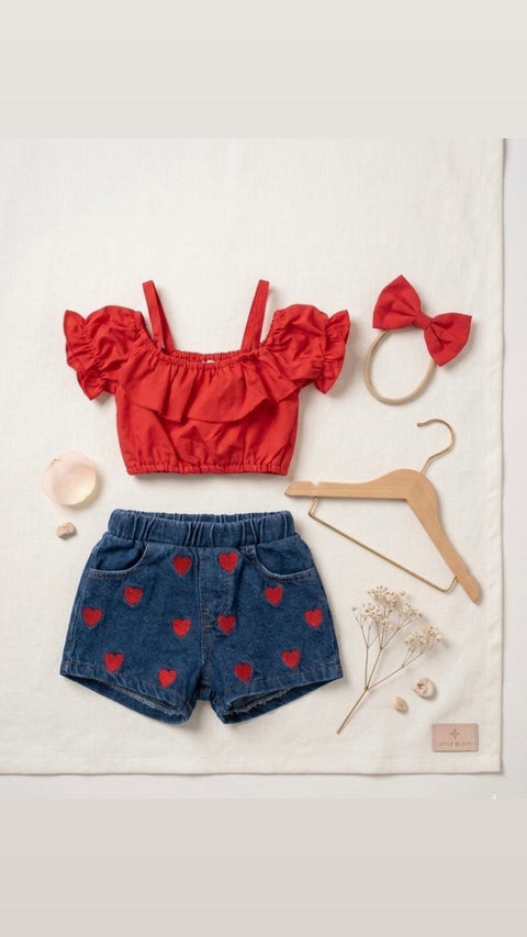 Red heart dress set