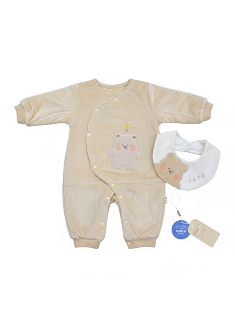 Cute beige romper and bib