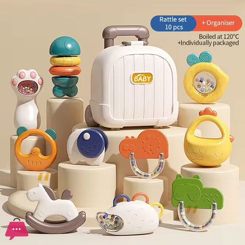 Briefcase baby rattle 10 pieces