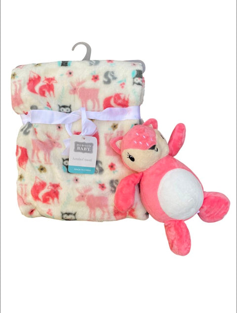 Baby plush blanket with stuff toy