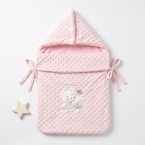 Pink bear swaddle wrap/carrynest