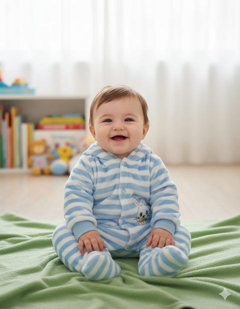 Blue lining fleece romper