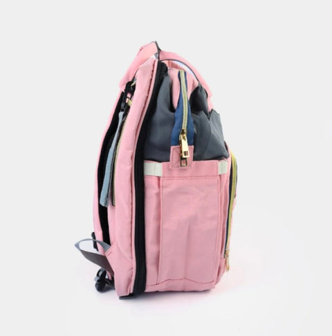Pink and grey 2_in_1 bed bag