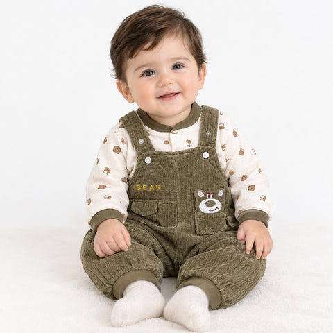 Bear baby dunagree set