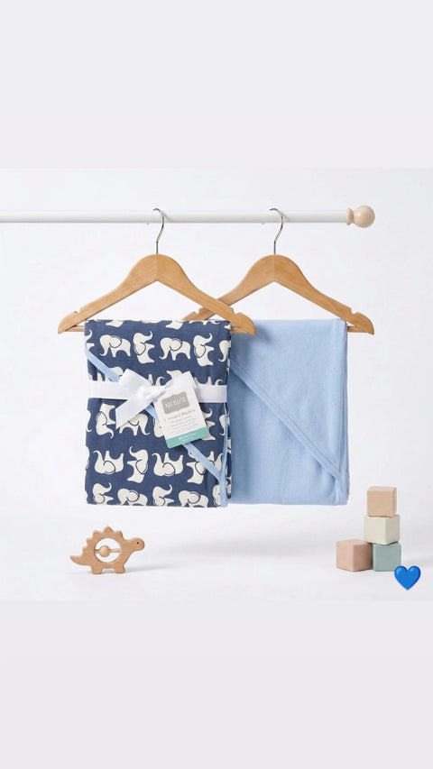 Blue baby wrapping sheet set
