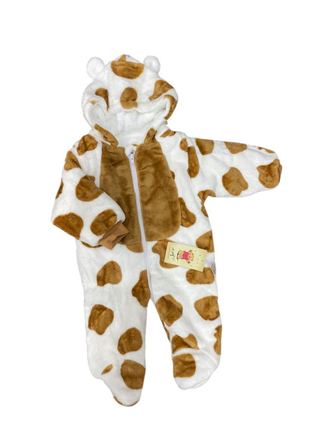 Beige Cow print winter romper