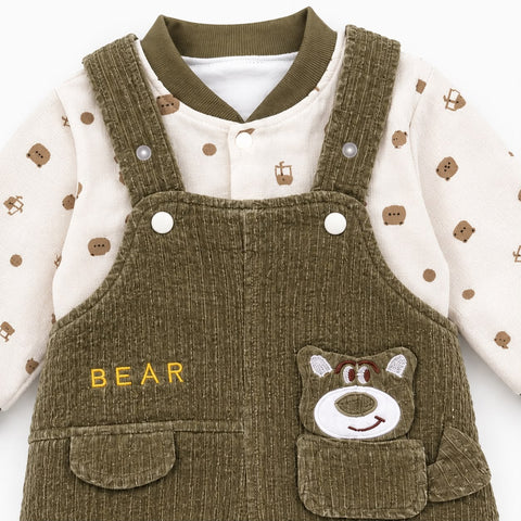Bear baby dunagree set