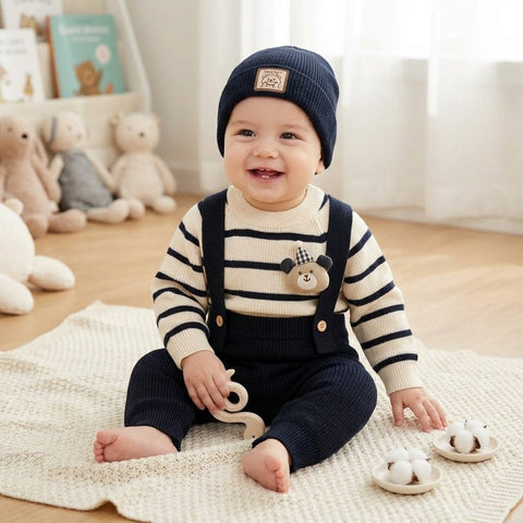 The Teddy Hug Striped Knit Set
