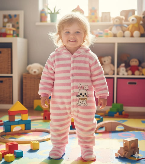 Pink lining fleece romper