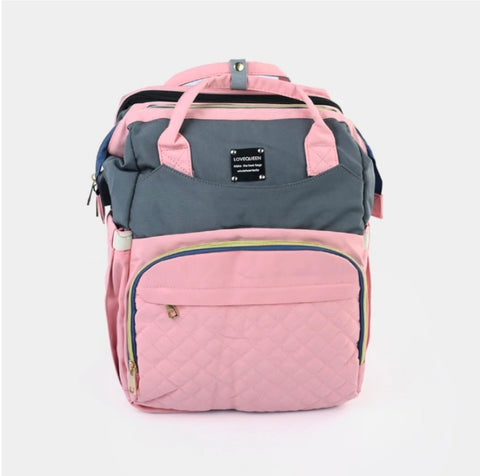 Pink and grey 2_in_1 bed bag