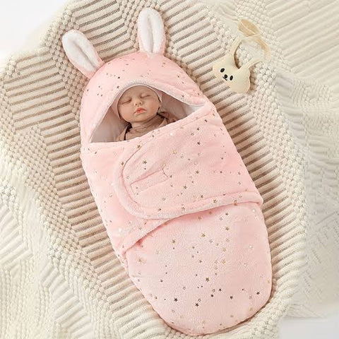 Pink star plush swaddle