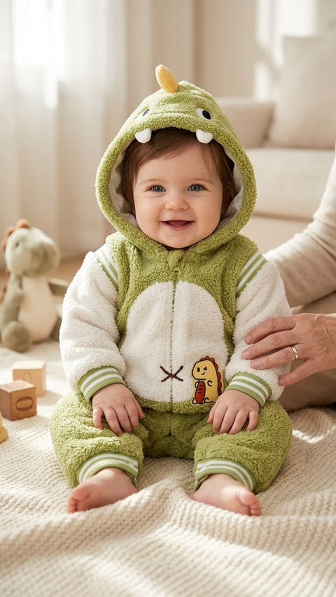 dinasour teddy fur romper