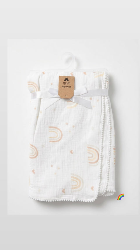 Little rainbow dreams muslin blanket