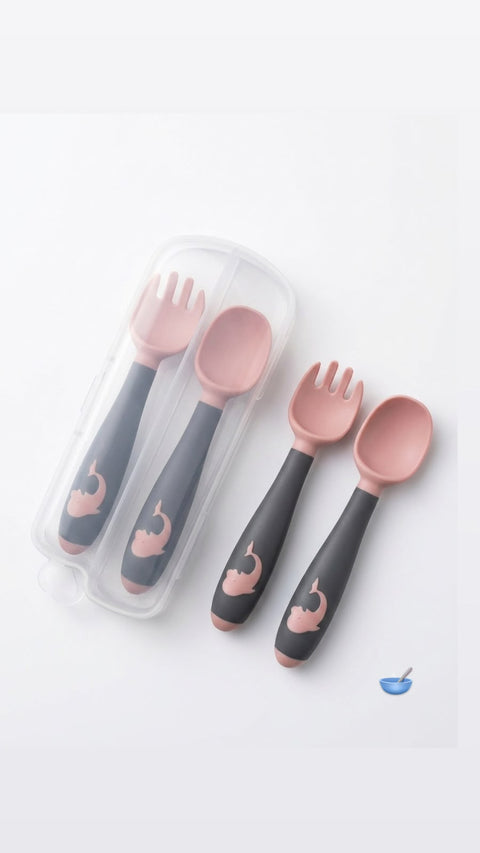 Little dolphin pink cutlery set
