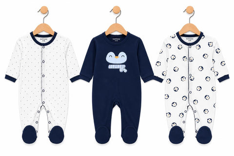 Cute penguin pack of 3 rompers