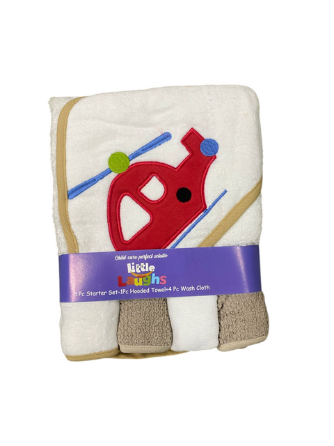 Red helicopter bath towel set