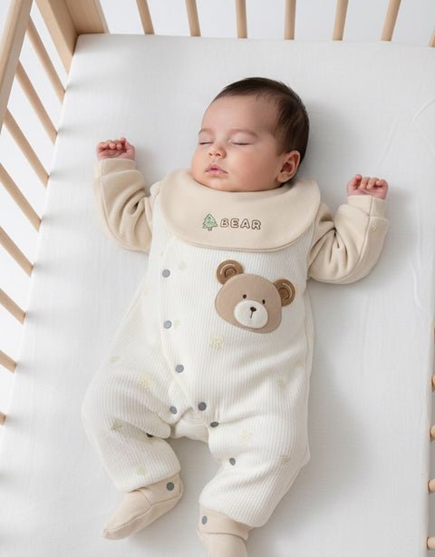 Cute white bear romper and bib