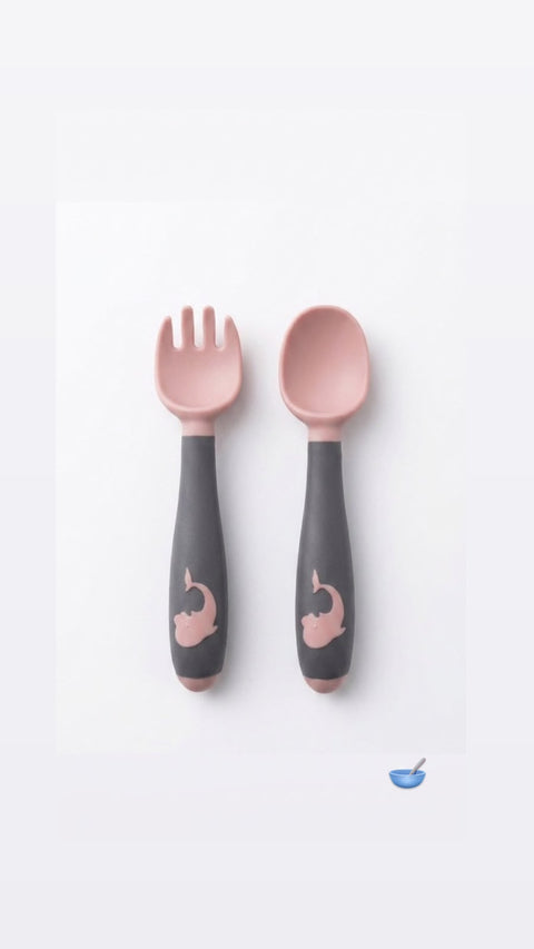 Little dolphin pink cutlery set
