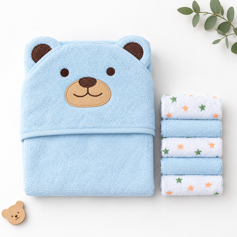 Blue bear towel set