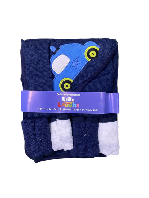 Blue car bath towel set