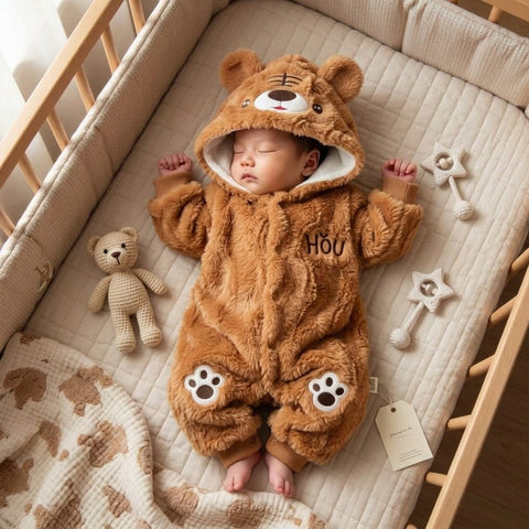 Cute bear fur romper