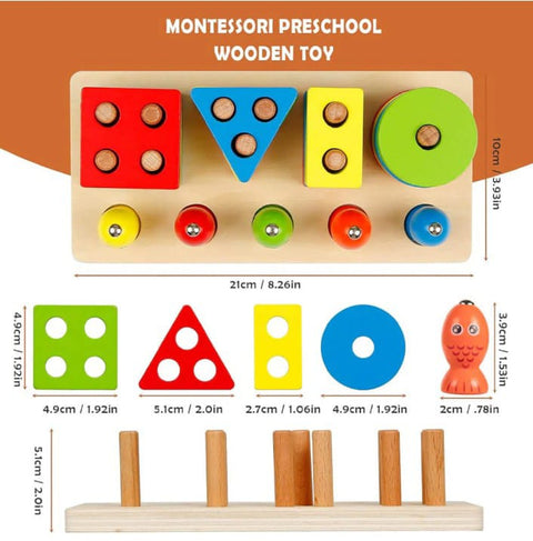 Wooden fishing set with different shapes