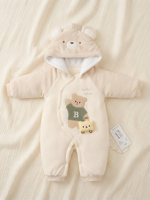 Hello bear hooded romper