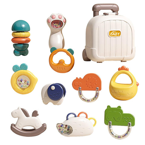 Briefcase baby rattle 10 pieces