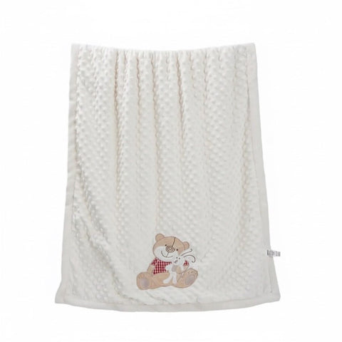 White bear quilted dotted blanket