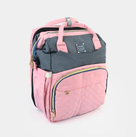 Pink and grey 2_in_1 bed bag