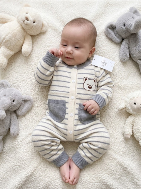 Wool knit grey lining romper