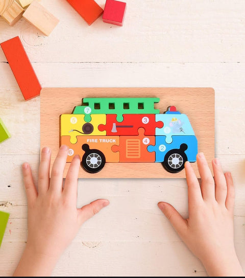 Fire truck wooden puzzle