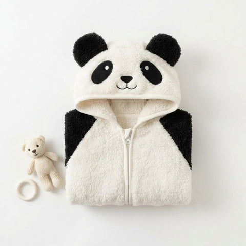 Cute panda fur romper
