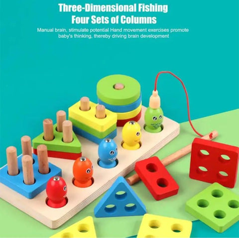Wooden fishing set with different shapes