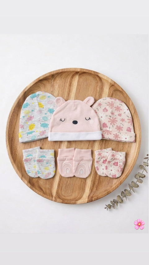Floral girl cap set