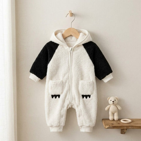 Cute panda fur romper
