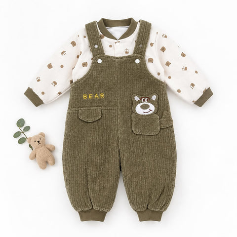 Bear baby dunagree set