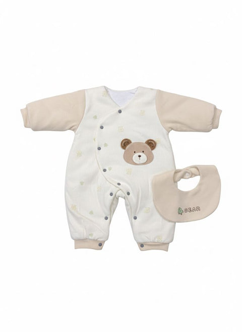 Cute white bear romper and bib