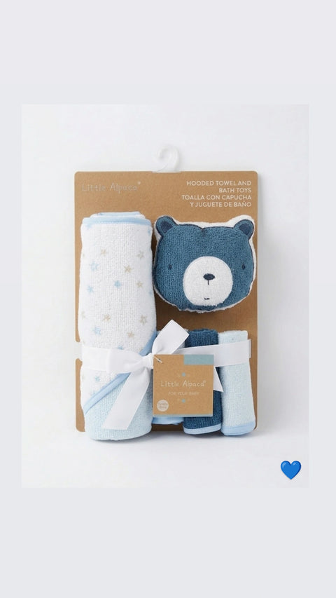 Blue bear towel set