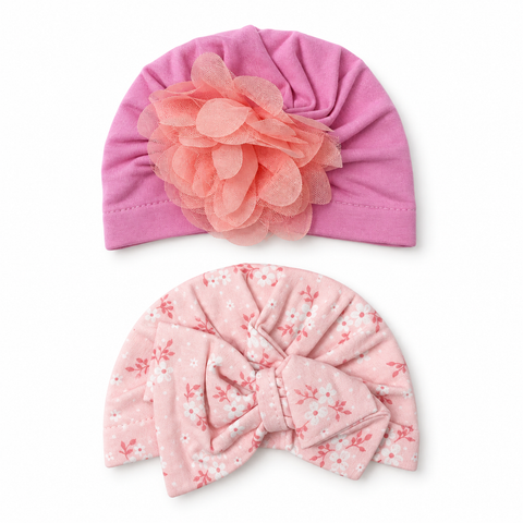Rosy Bloom Baby Cap Set