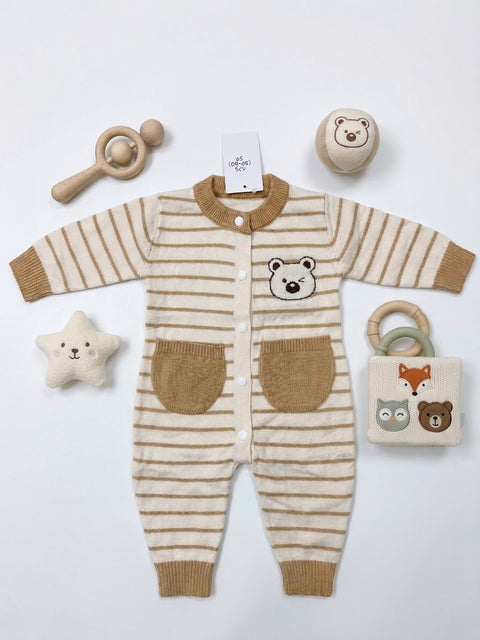 Wool knit brown lining romper